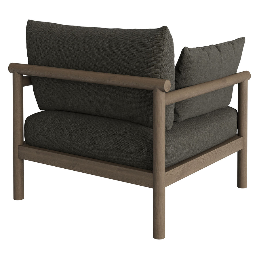 Lyric Outdoor Patio Teak Wood Armchair in Weathered Gray Flint