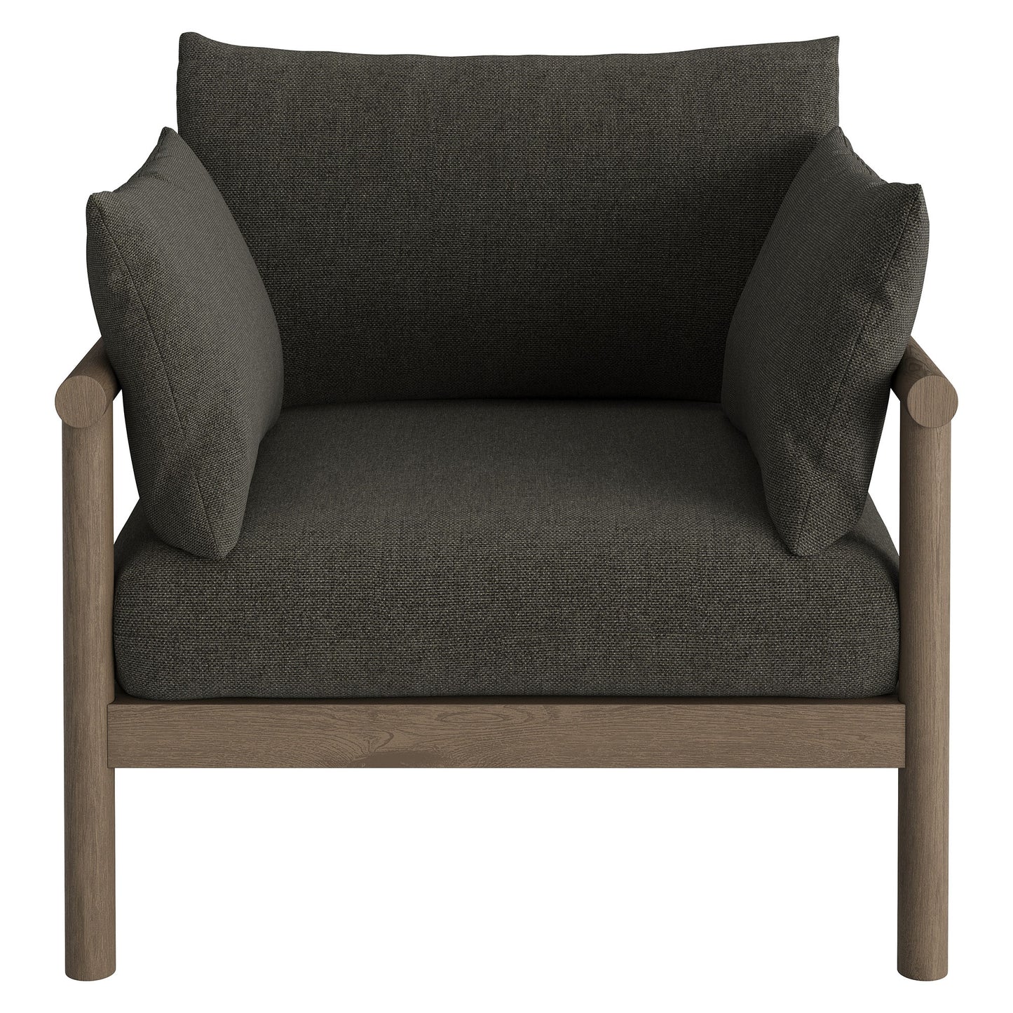 Lyric 2-Piece Outdoor Patio Teak Wood Armchair and Ottoman Set in Weathered Gray Flint
