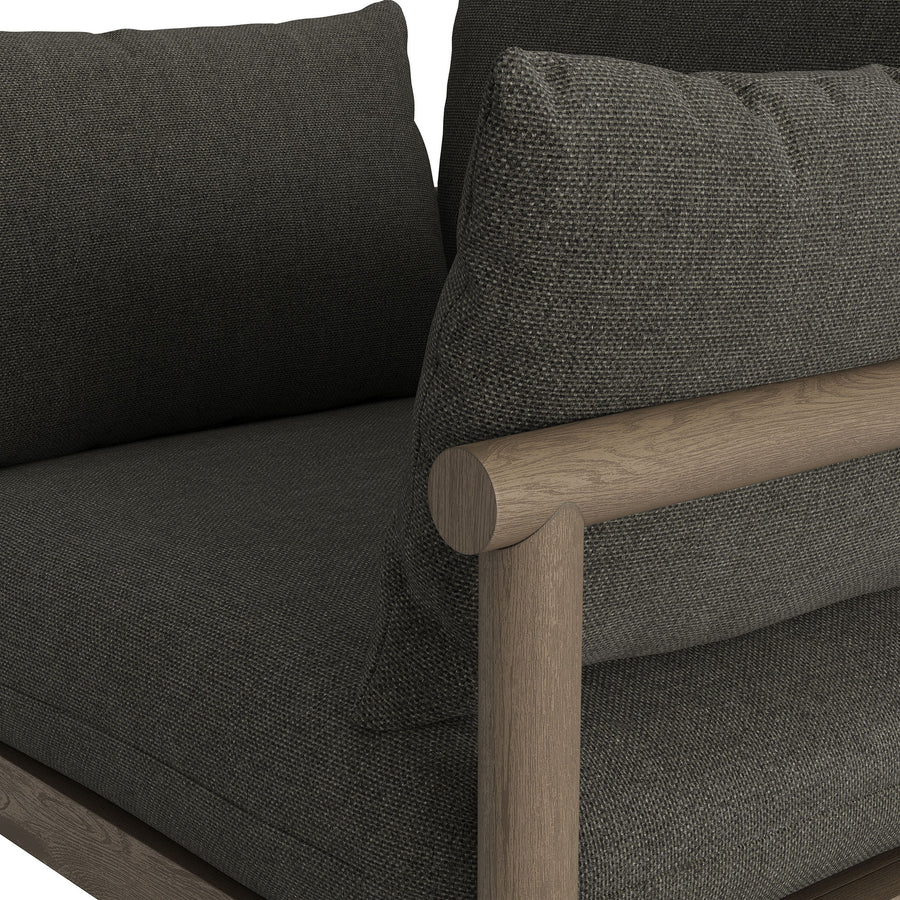 Lyric Outdoor Patio Teak Wood Armchair in Weathered Gray Flint