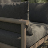 Lyric Outdoor Patio Teak Wood Armchair in Weathered Gray Flint
