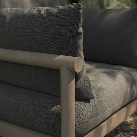Eleni Outdoor Patio Teak Wood Armchair in Weathered Gray Flint
