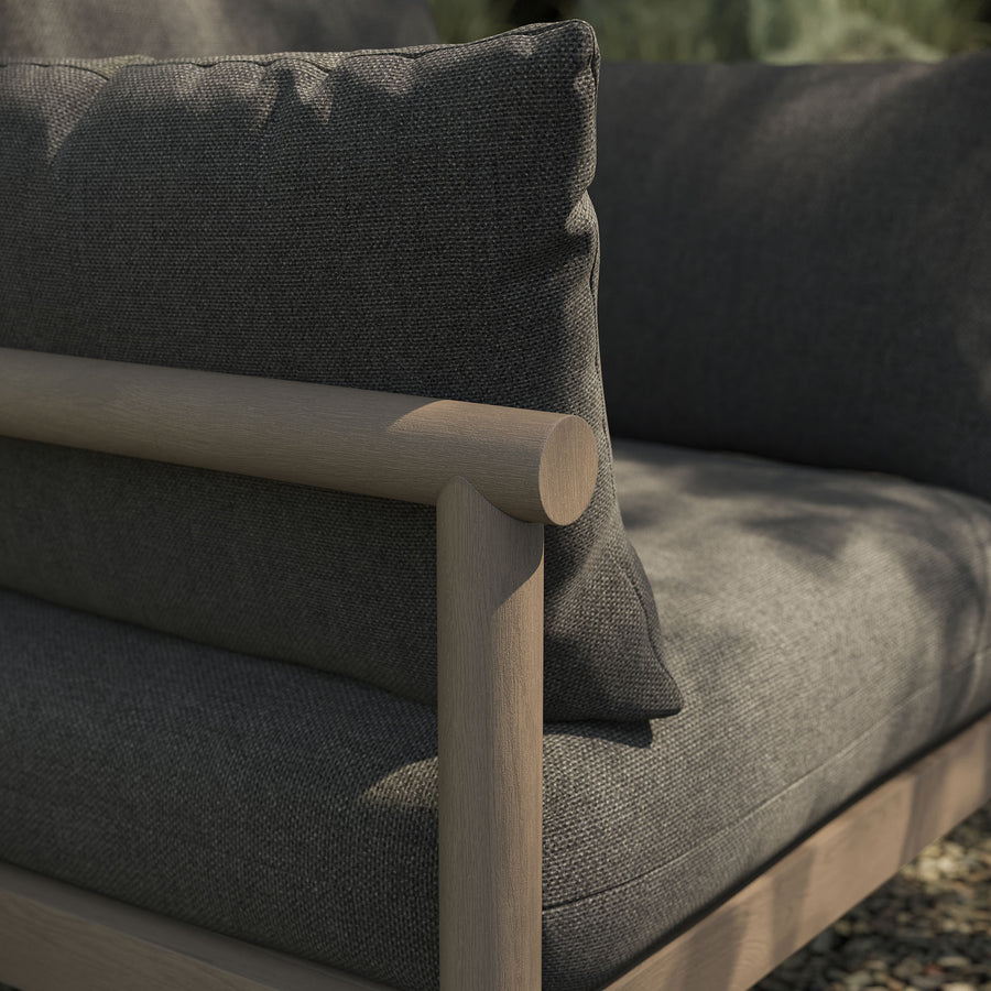 Lyric Outdoor Patio Teak Wood Armchair in Weathered Gray Flint