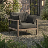 Lyric Outdoor Patio Teak Wood Armchair in Weathered Gray Flint