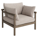 Lyric 5-Piece Outdoor Patio Teak Wood Furniture Set in Weathered Gray Pebble