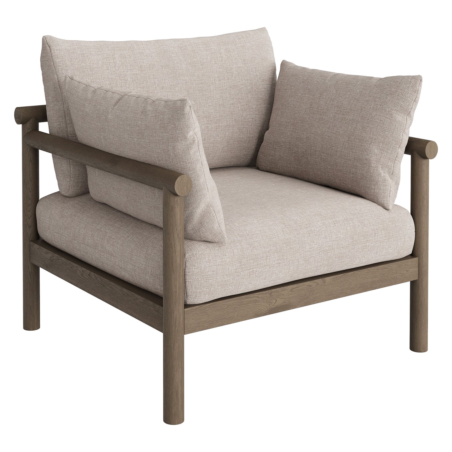 Lyric 3-Piece Outdoor Patio Teak Wood Furniture Set in Weathered Gray Pebble