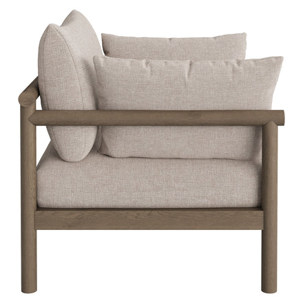 Eleni Outdoor Patio Teak Wood Armchair in Weathered Gray Pebble