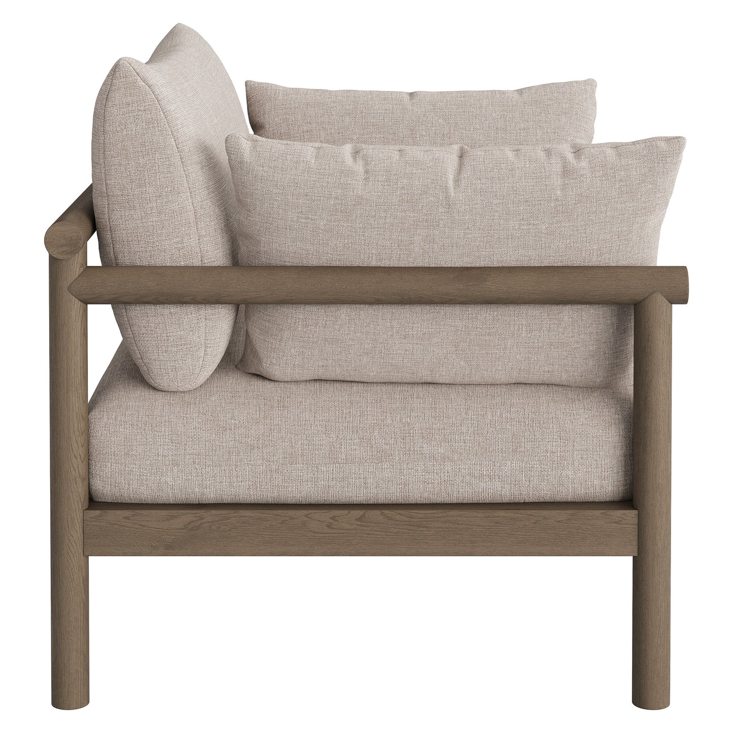 Lyric 2-Piece Outdoor Patio Teak Wood Armchair and Ottoman Set in Weathered Gray Pebble