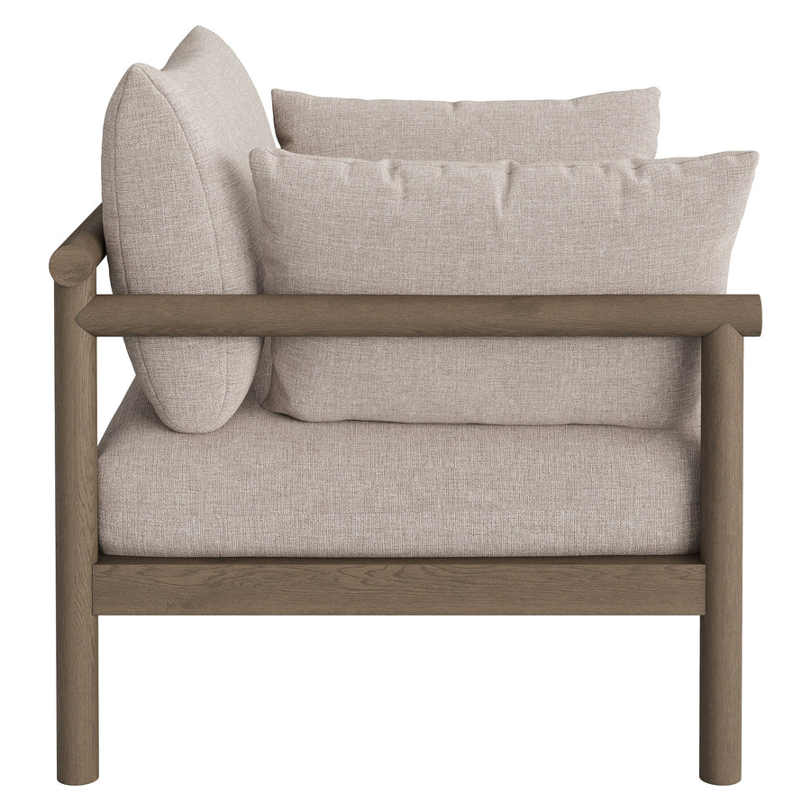 Lyric 2-Piece Outdoor Patio Teak Wood Armchair and Ottoman Set in Weathered Gray Pebble