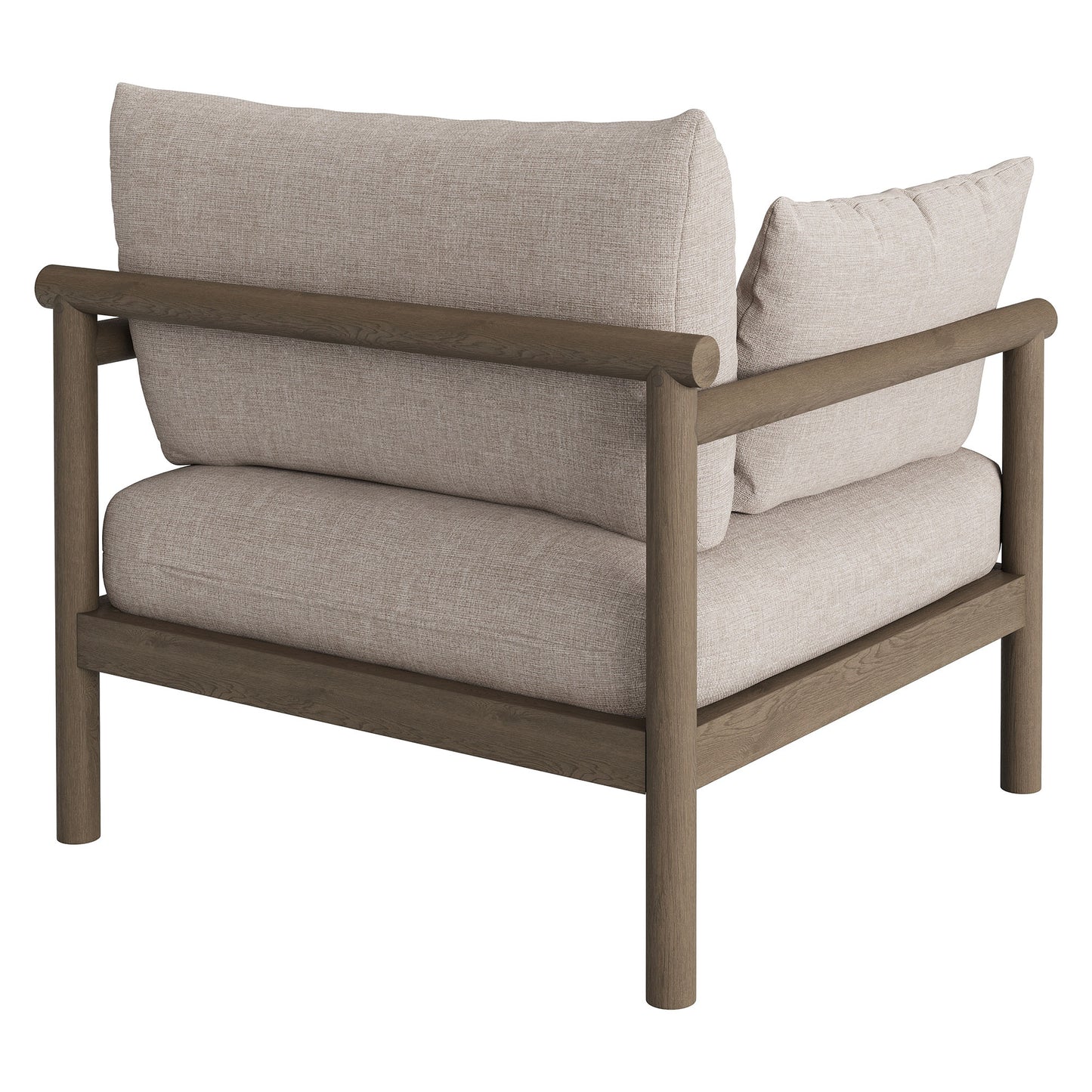 Lyric Outdoor Patio Teak Wood Armchair in Weathered Gray Pebble