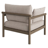 Lyric Outdoor Patio Teak Wood Armchair in Weathered Gray Pebble