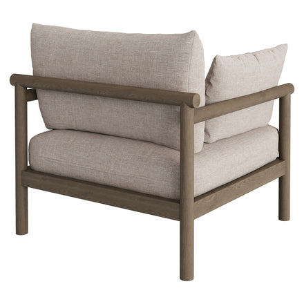 Eleni Outdoor Patio Teak Wood Armchair in Weathered Gray Pebble