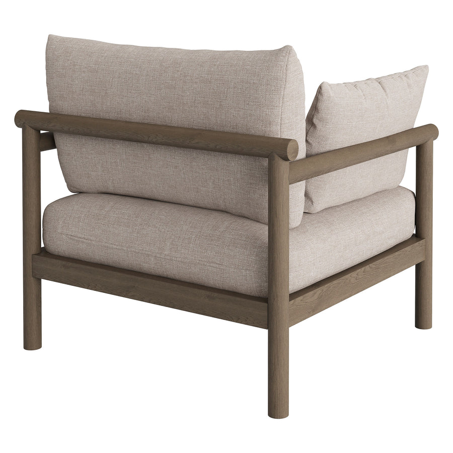 Lyric Outdoor Patio Teak Wood Armchair in Weathered Gray Pebble