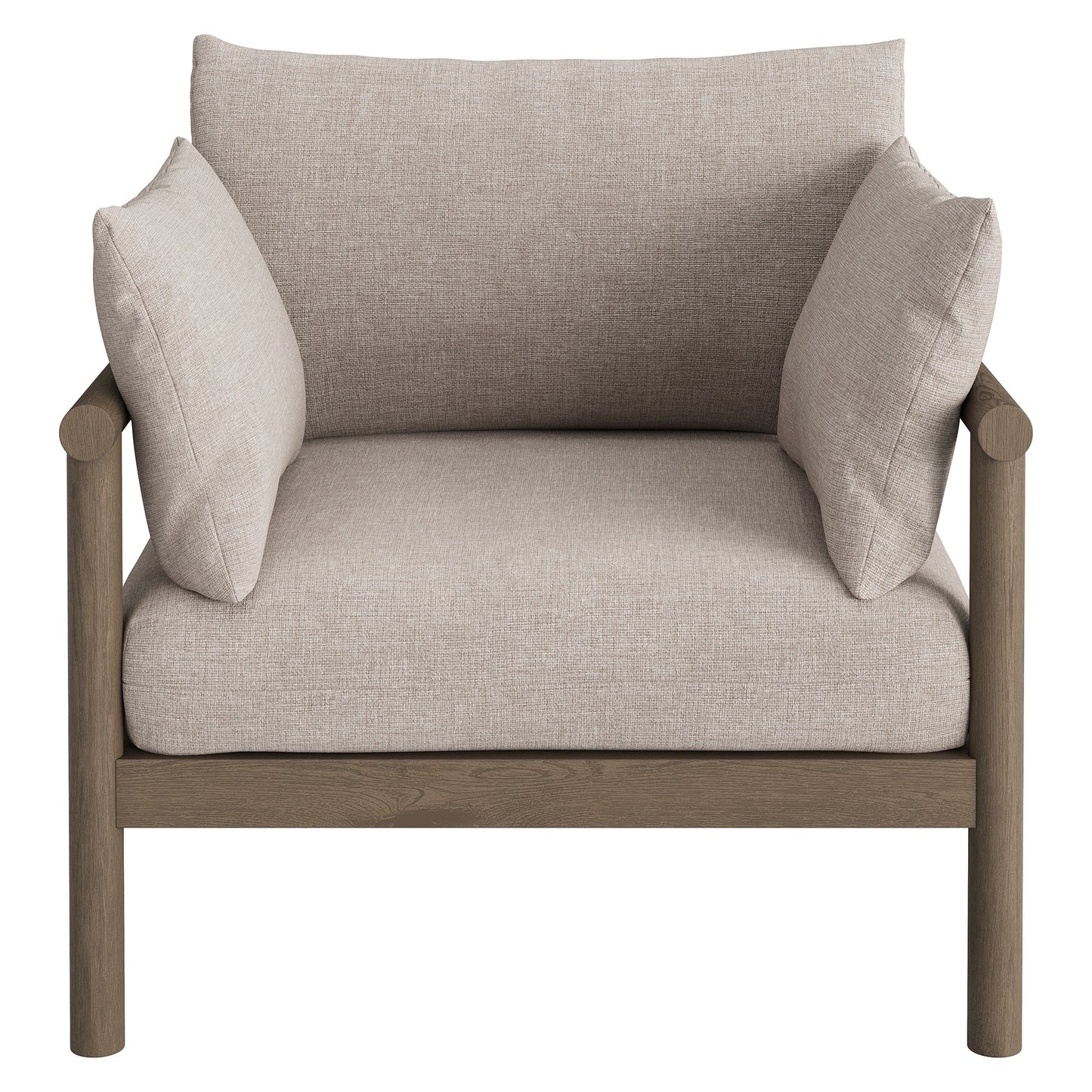 Lyric 2-Piece Outdoor Patio Teak Wood Armchair and Ottoman Set in Weathered Gray Pebble