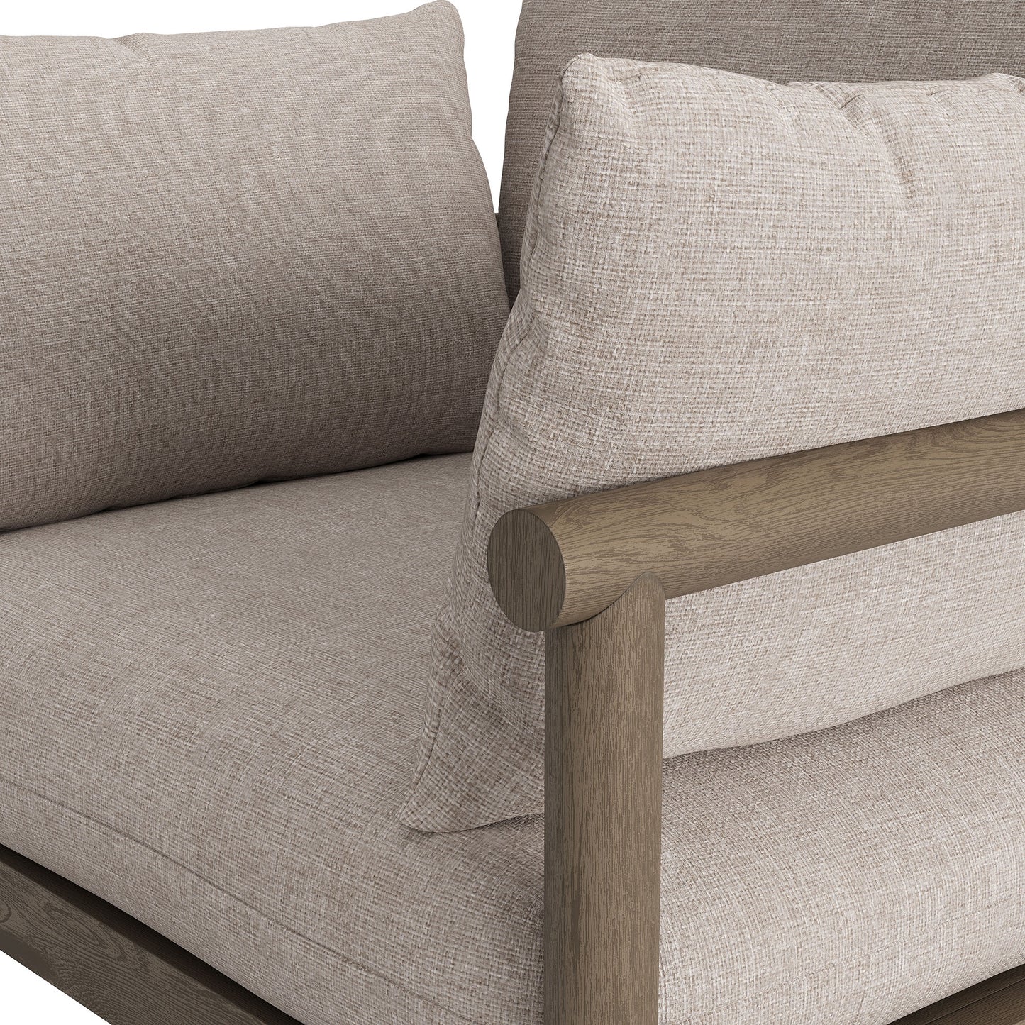 Lyric Outdoor Patio Teak Wood Armchair in Weathered Gray Pebble