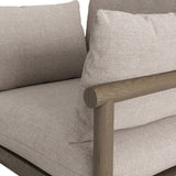 Lyric Outdoor Patio Teak Wood Armchair in Weathered Gray Pebble