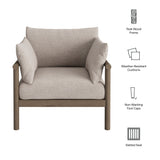 Lyric Outdoor Patio Teak Wood Armchair in Weathered Gray Pebble