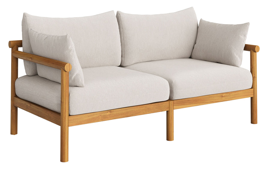 Lyric Outdoor Patio Teak Wood Loveseat in Natural Sail