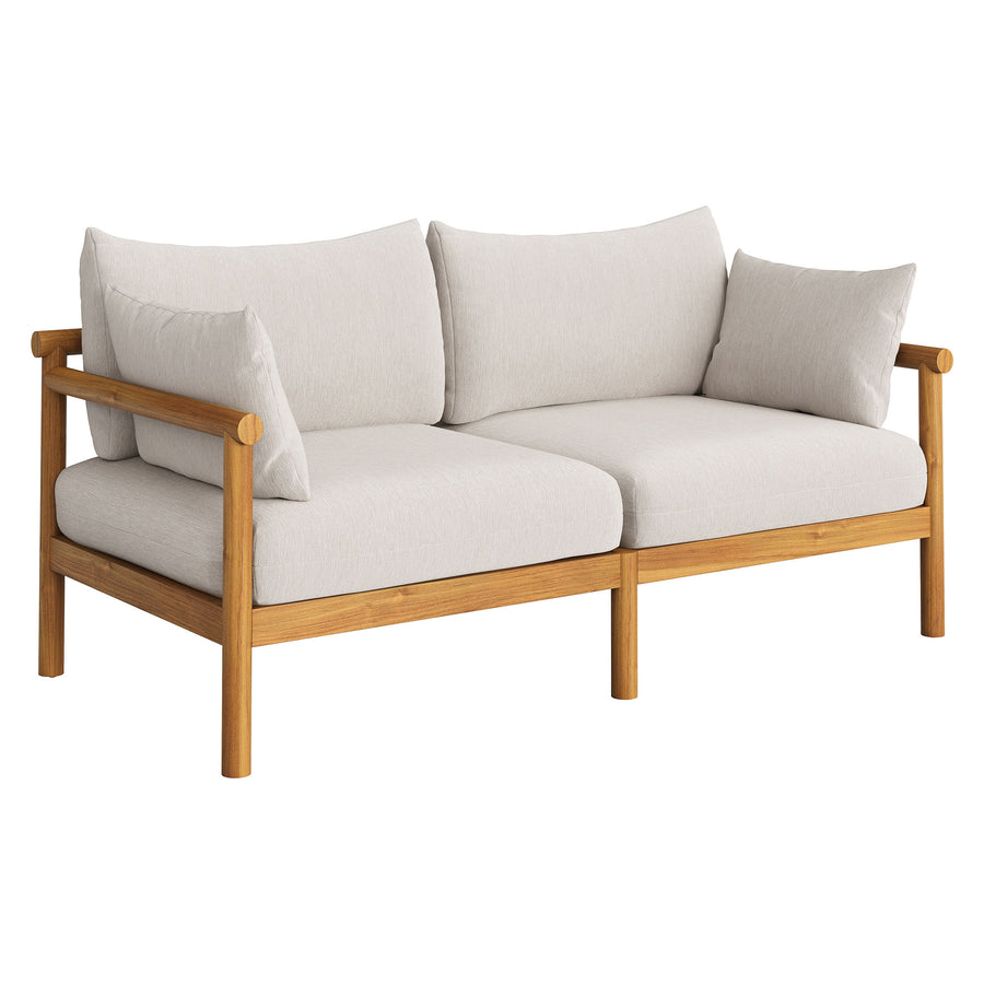Lyric Outdoor Patio Teak Wood Loveseat in Natural Sail