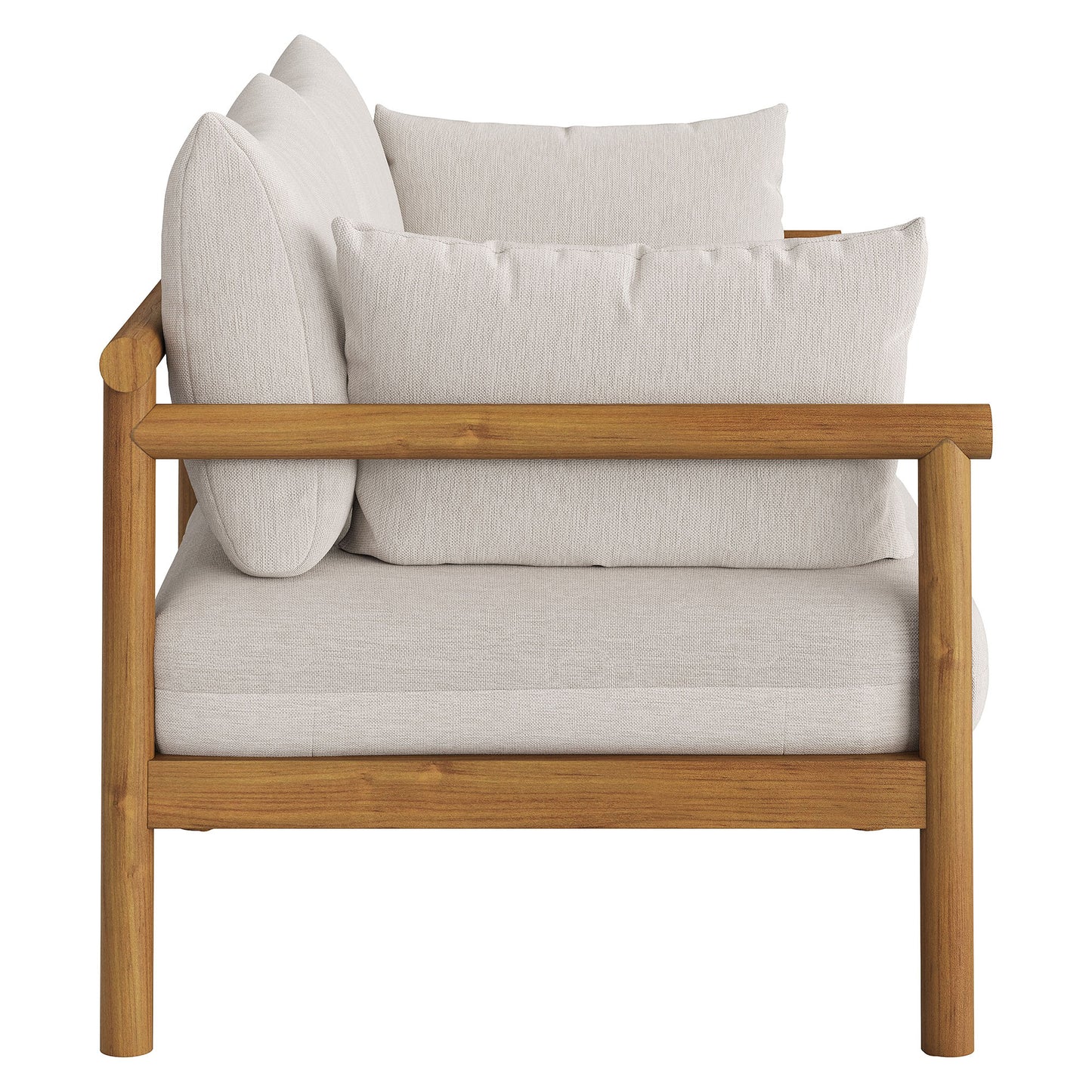 Lyric 2-Piece Outdoor Patio Teak Wood Loveseat with Ottoman Set in Natural Sail