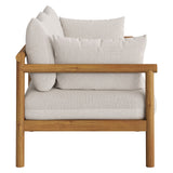 Lyric 2-Piece Outdoor Patio Teak Wood Loveseat with Ottoman Set in Natural Sail