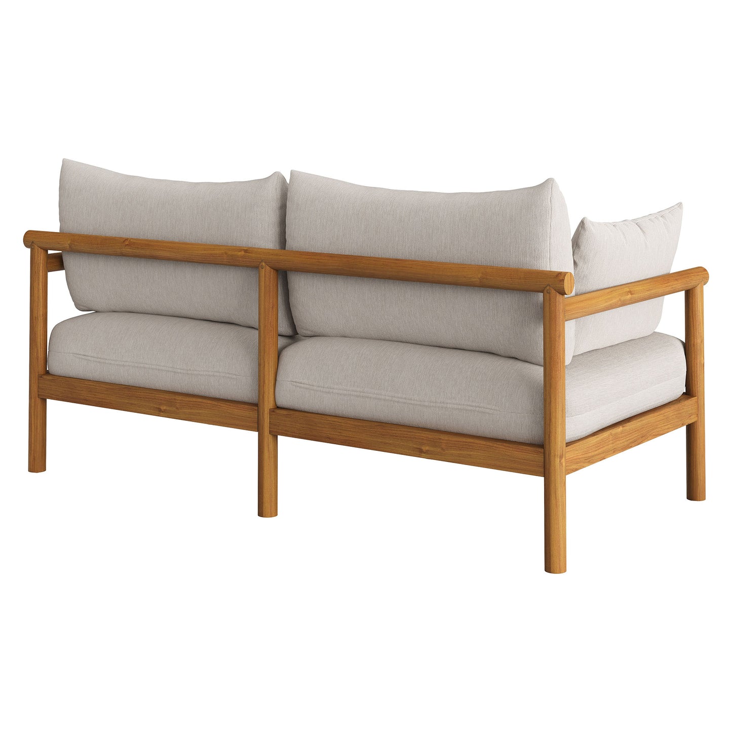 Lyric Outdoor Patio Teak Wood Loveseat in Natural Sail