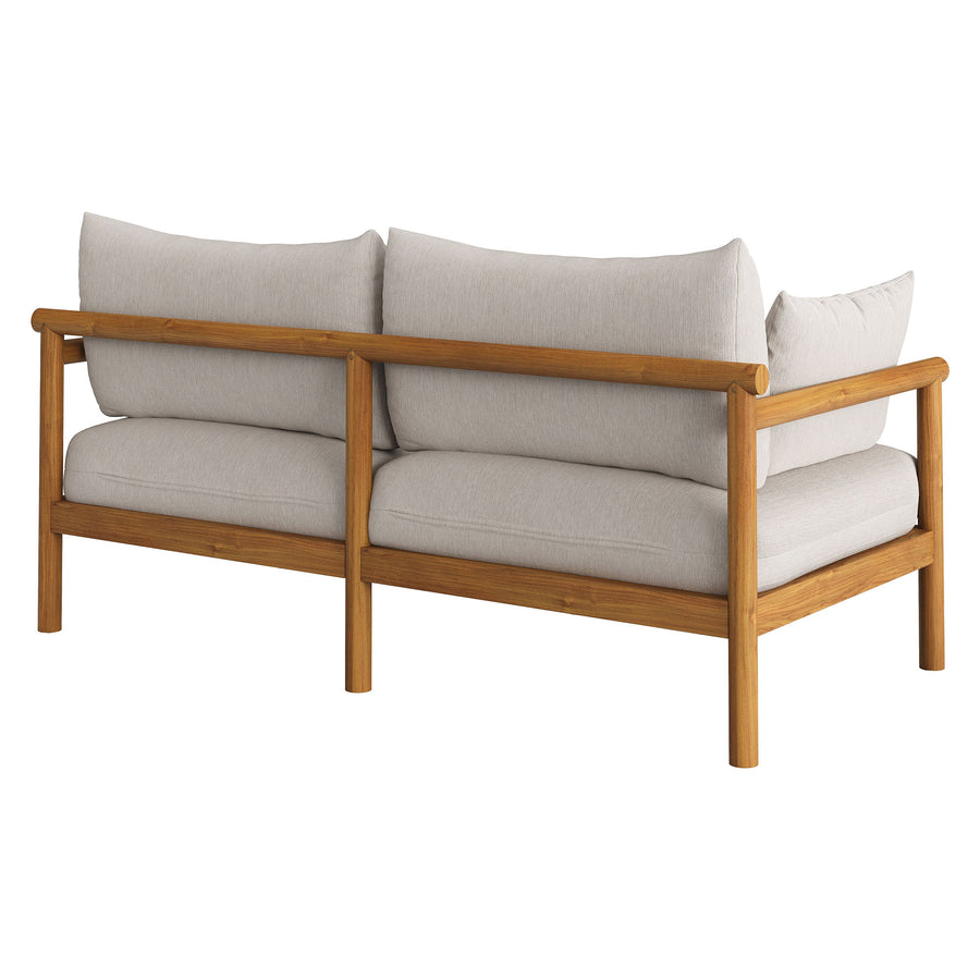Lyric Outdoor Patio Teak Wood Loveseat in Natural Sail