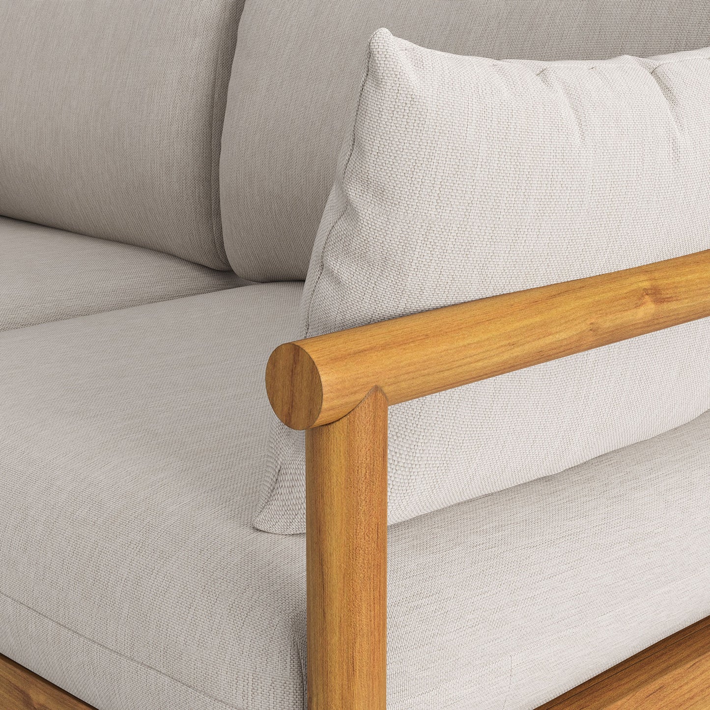 Lyric Outdoor Patio Teak Wood Loveseat in Natural Sail