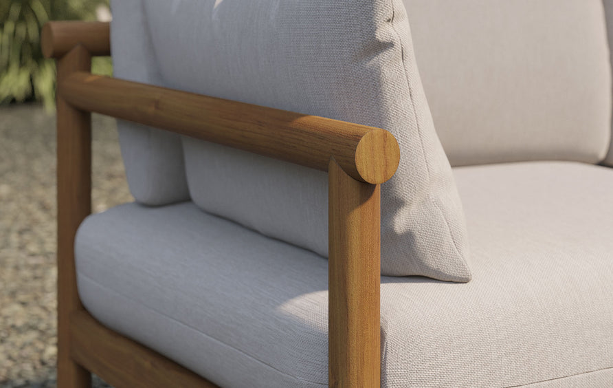 Lyric Outdoor Patio Teak Wood Loveseat in Natural Sail