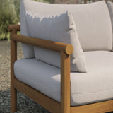 Lyric Outdoor Patio Teak Wood Loveseat in Natural Sail
