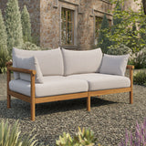 Lyric Outdoor Patio Teak Wood Loveseat in Natural Sail