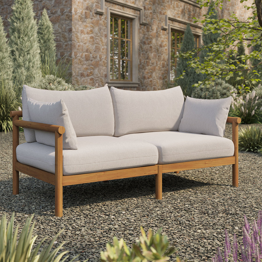 Lyric Outdoor Patio Teak Wood Loveseat in Natural Sail