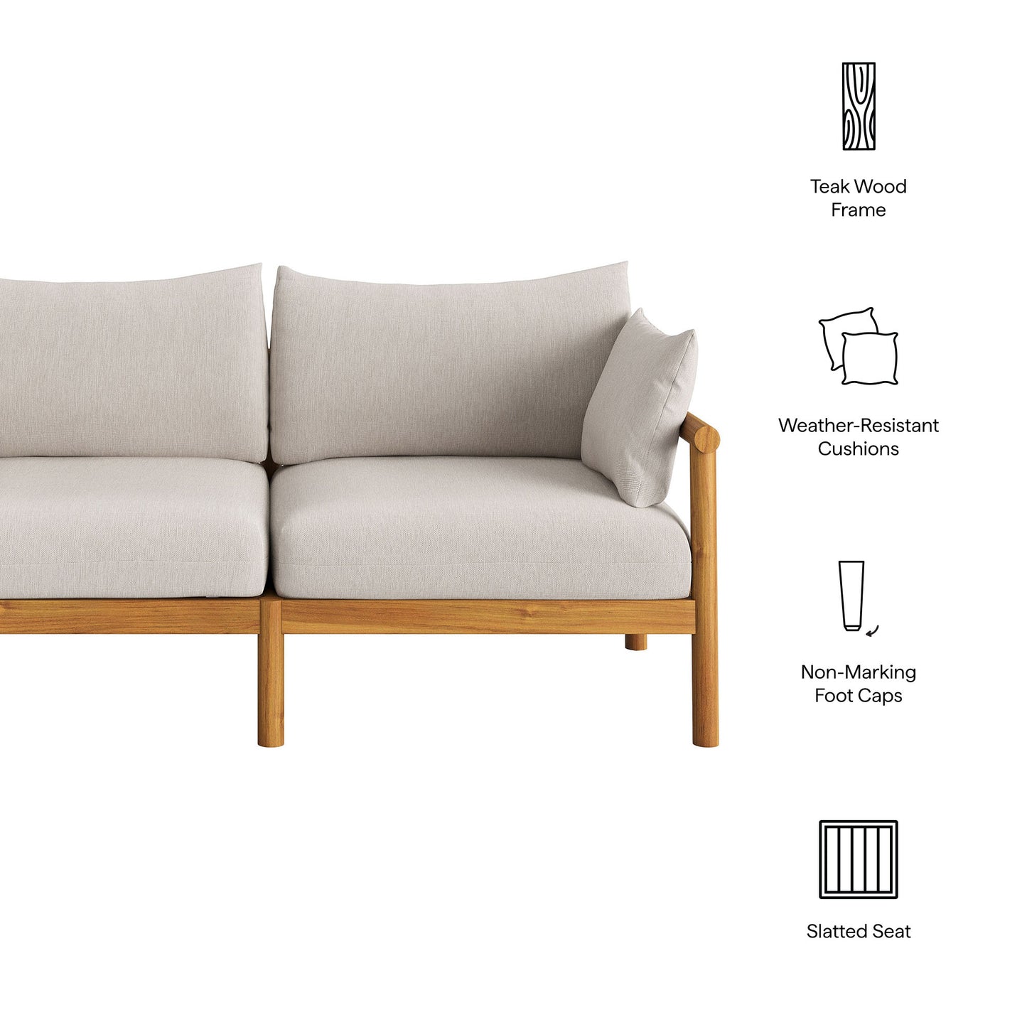 Lyric Outdoor Patio Teak Wood Loveseat in Natural Sail