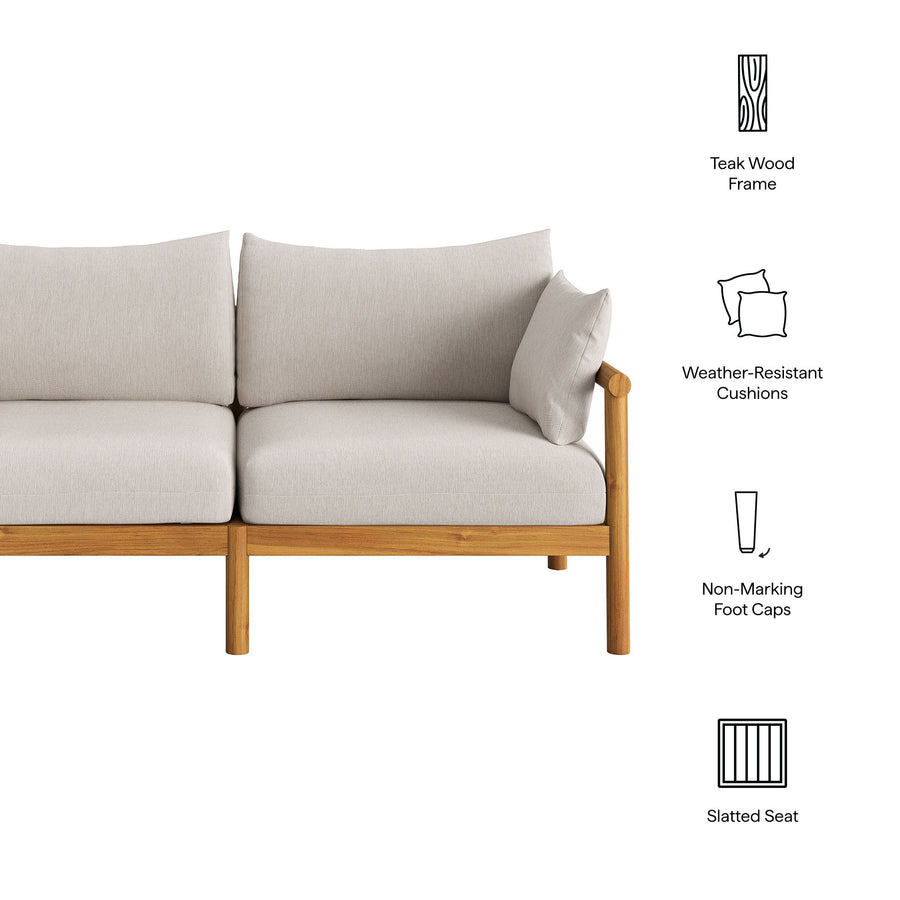 Lyric Outdoor Patio Teak Wood Loveseat in Natural Sail