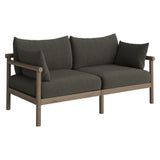 Lyric 2-Piece Outdoor Patio Teak Wood Loveseat with Ottoman Set in Weathered Gray Flint