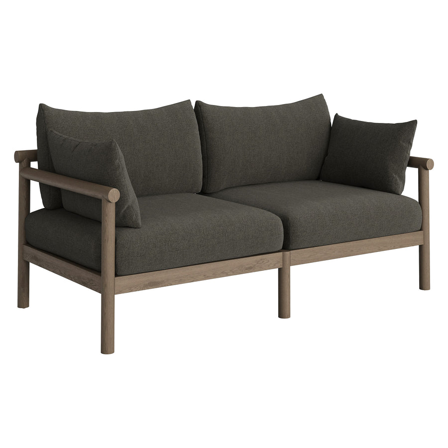 Lyric 2-Piece Outdoor Patio Teak Wood Loveseat with Ottoman Set in Weathered Gray Flint