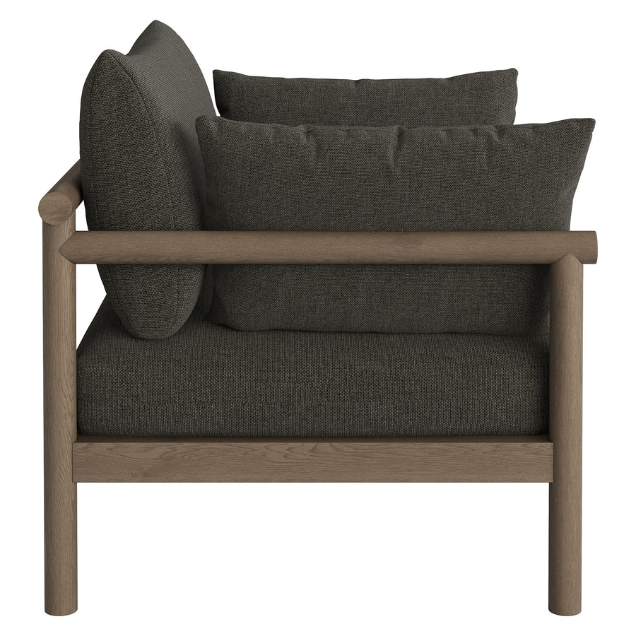 Lyric Outdoor Patio Teak Wood Loveseat in Weathered Gray Flint