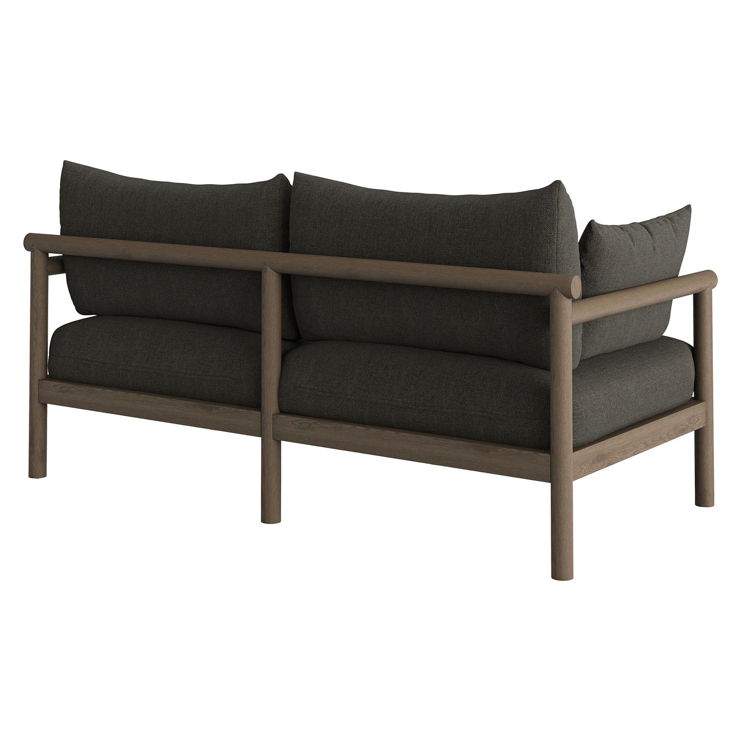 Lyric Outdoor Patio Teak Wood Loveseat in Weathered Gray Flint