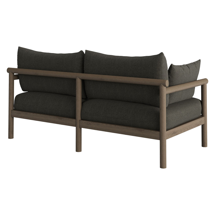 Lyric Outdoor Patio Teak Wood Loveseat in Weathered Gray Flint