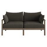 Lyric Outdoor Patio Teak Wood Loveseat in Weathered Gray Flint