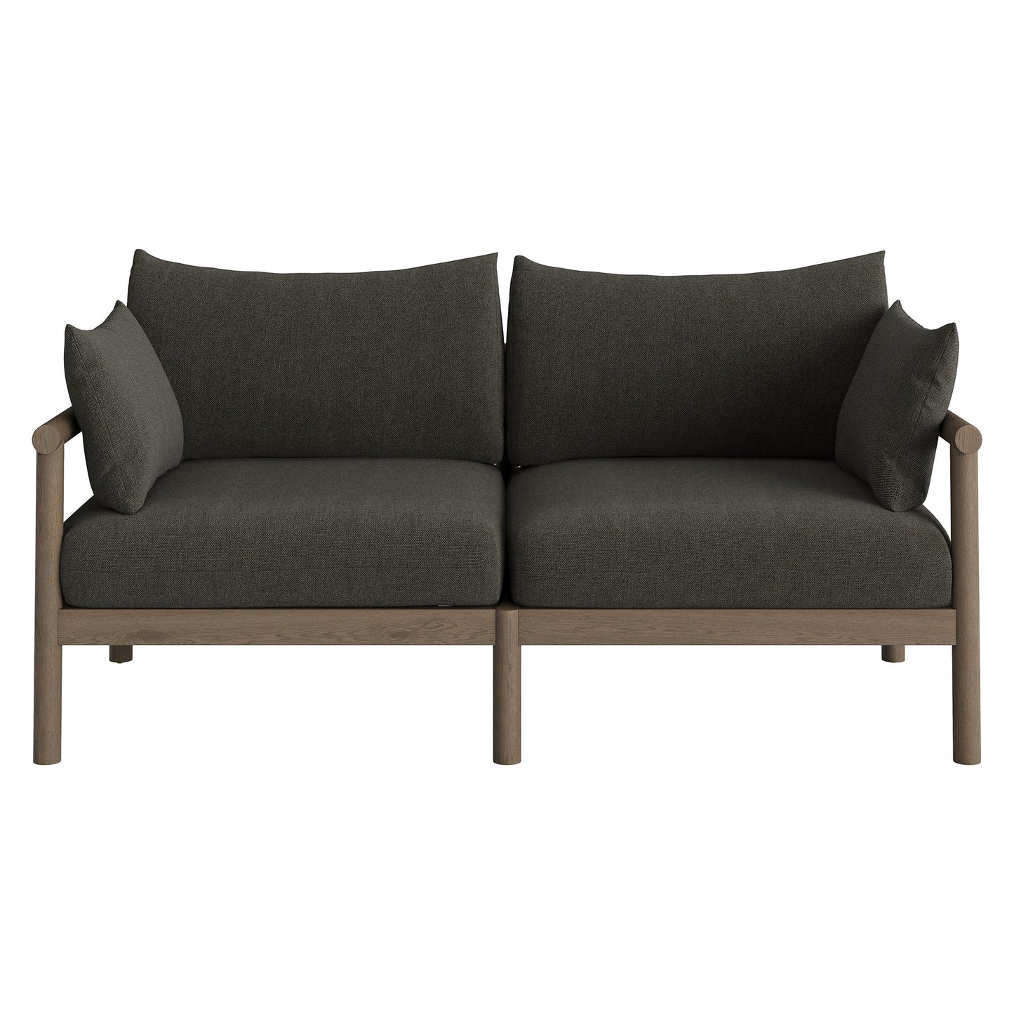Lyric 4-Piece Outdoor Patio Teak Wood Sofa Set in Weathered Gray Flint