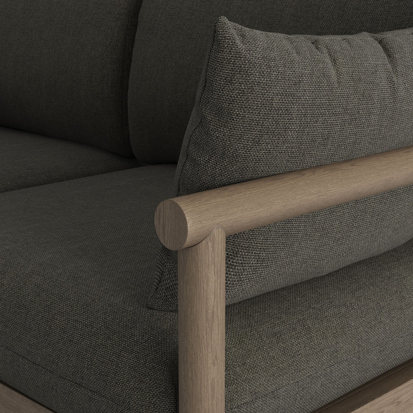 Lyric Outdoor Patio Teak Wood Loveseat in Weathered Gray Flint