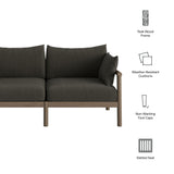 Lyric Outdoor Patio Teak Wood Loveseat in Weathered Gray Flint