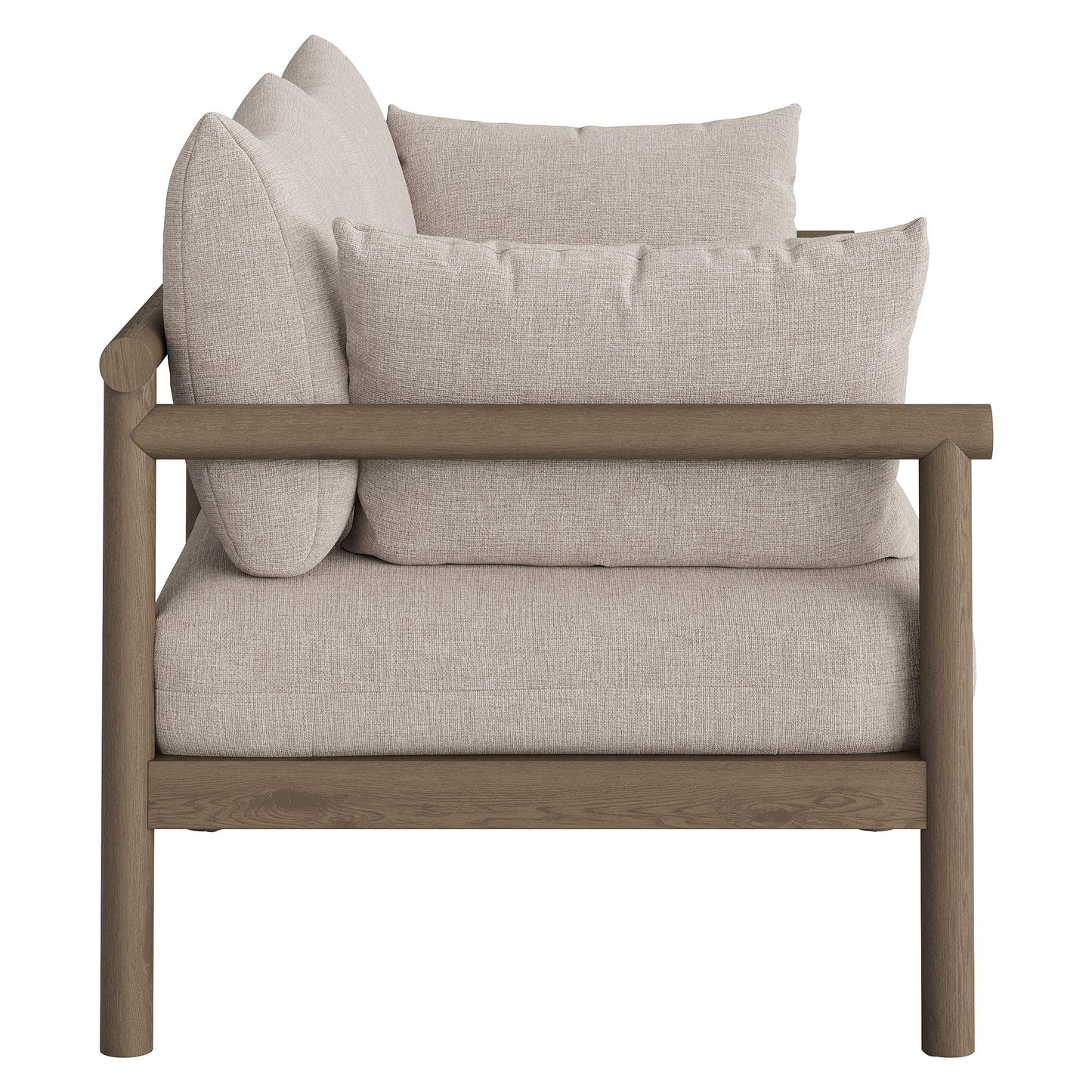Lyric 2-Piece Outdoor Patio Teak Wood Loveseat with Ottoman Set in Weathered Gray Pebble