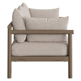 Lyric 2-Piece Outdoor Patio Teak Wood Loveseat with Ottoman Set in Weathered Gray Pebble