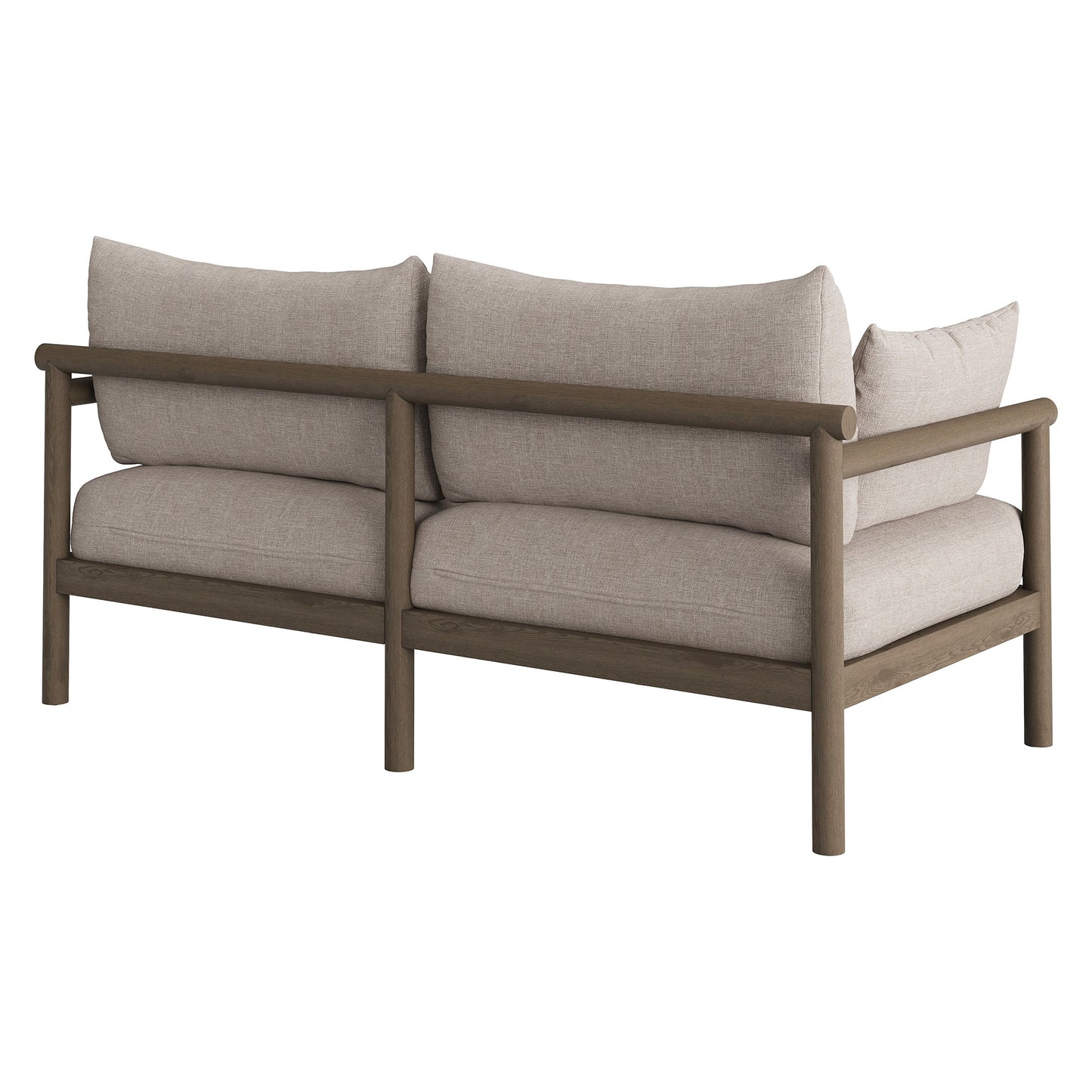 Lyric Outdoor Patio Teak Wood Loveseat in Weathered Gray Pebble