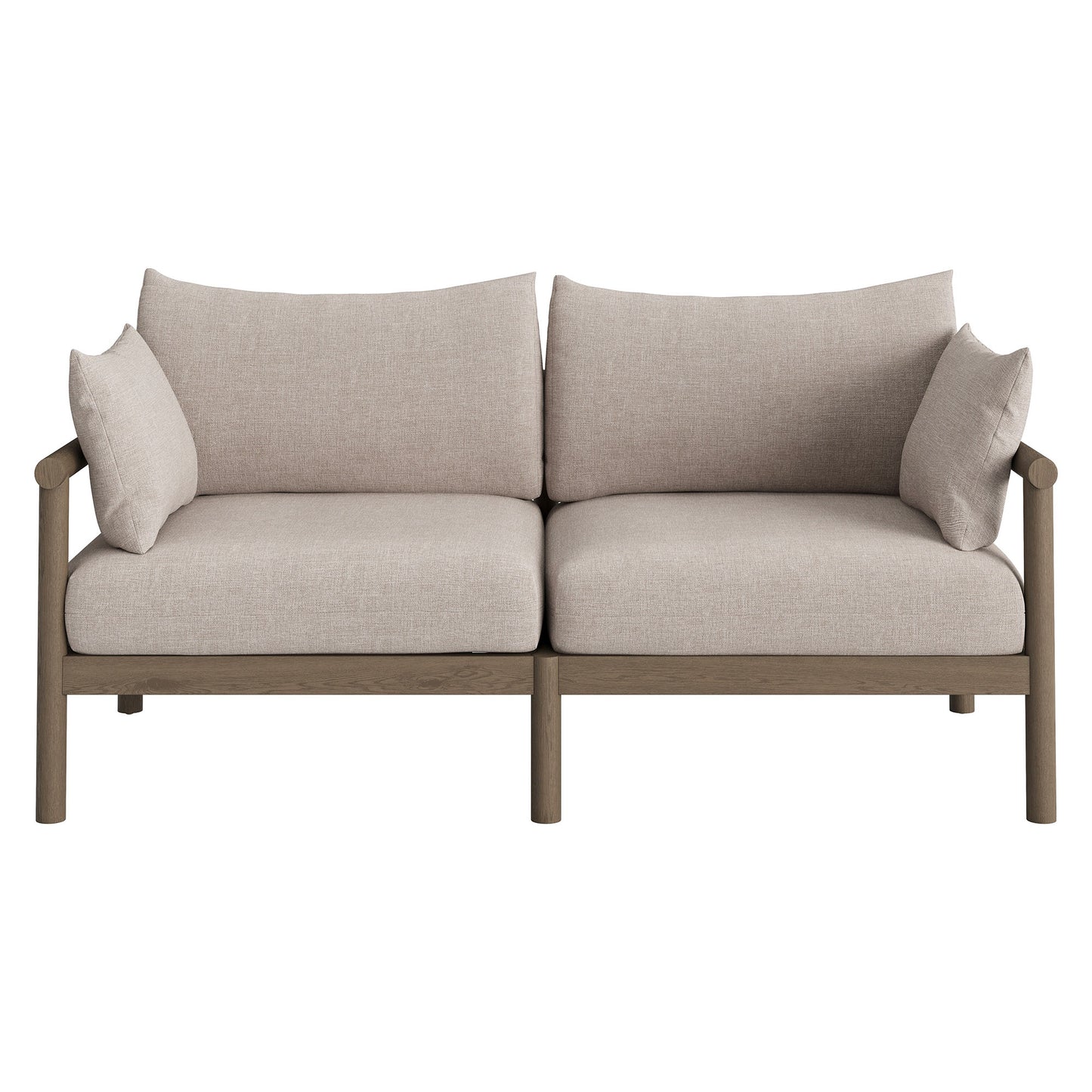 Lyric 4-Piece Outdoor Patio Teak Wood Sofa Set in Weathered Gray Pebble