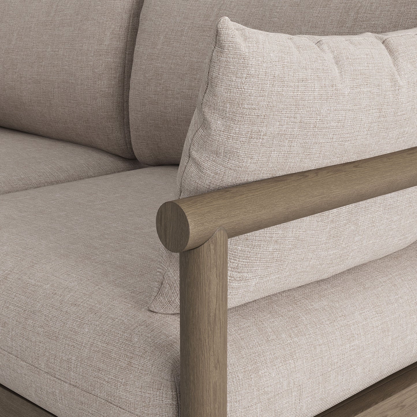 Lyric Outdoor Patio Teak Wood Loveseat in Weathered Gray Pebble