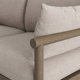 Lyric Outdoor Patio Teak Wood Loveseat in Weathered Gray Pebble