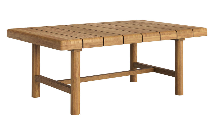 Lyric 41-Inch Outdoor Patio Teak Wood Coffee Table in Natural