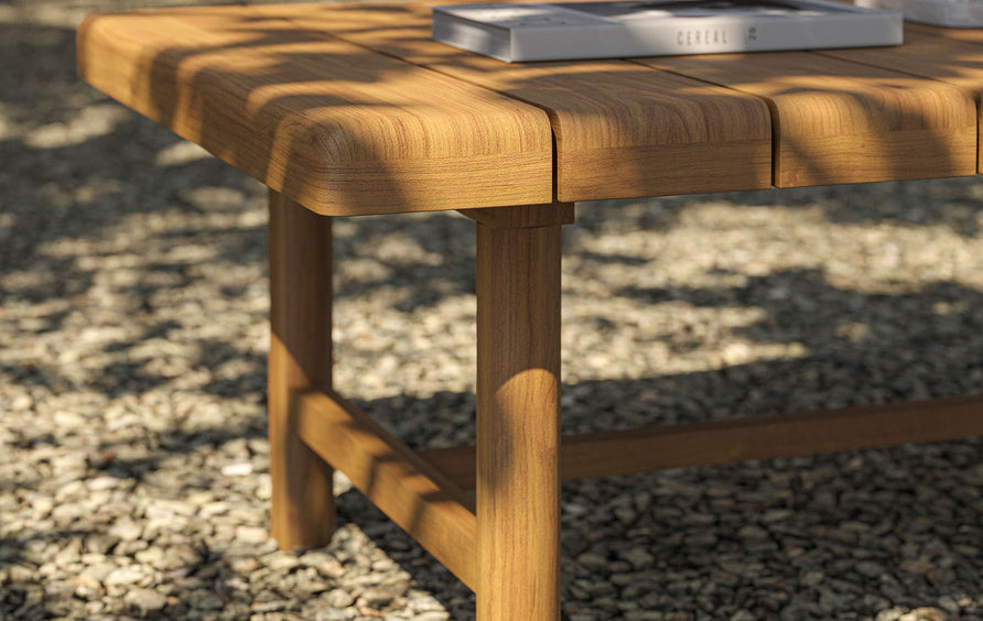 Lyric 41-Inch Outdoor Patio Teak Wood Coffee Table in Natural
